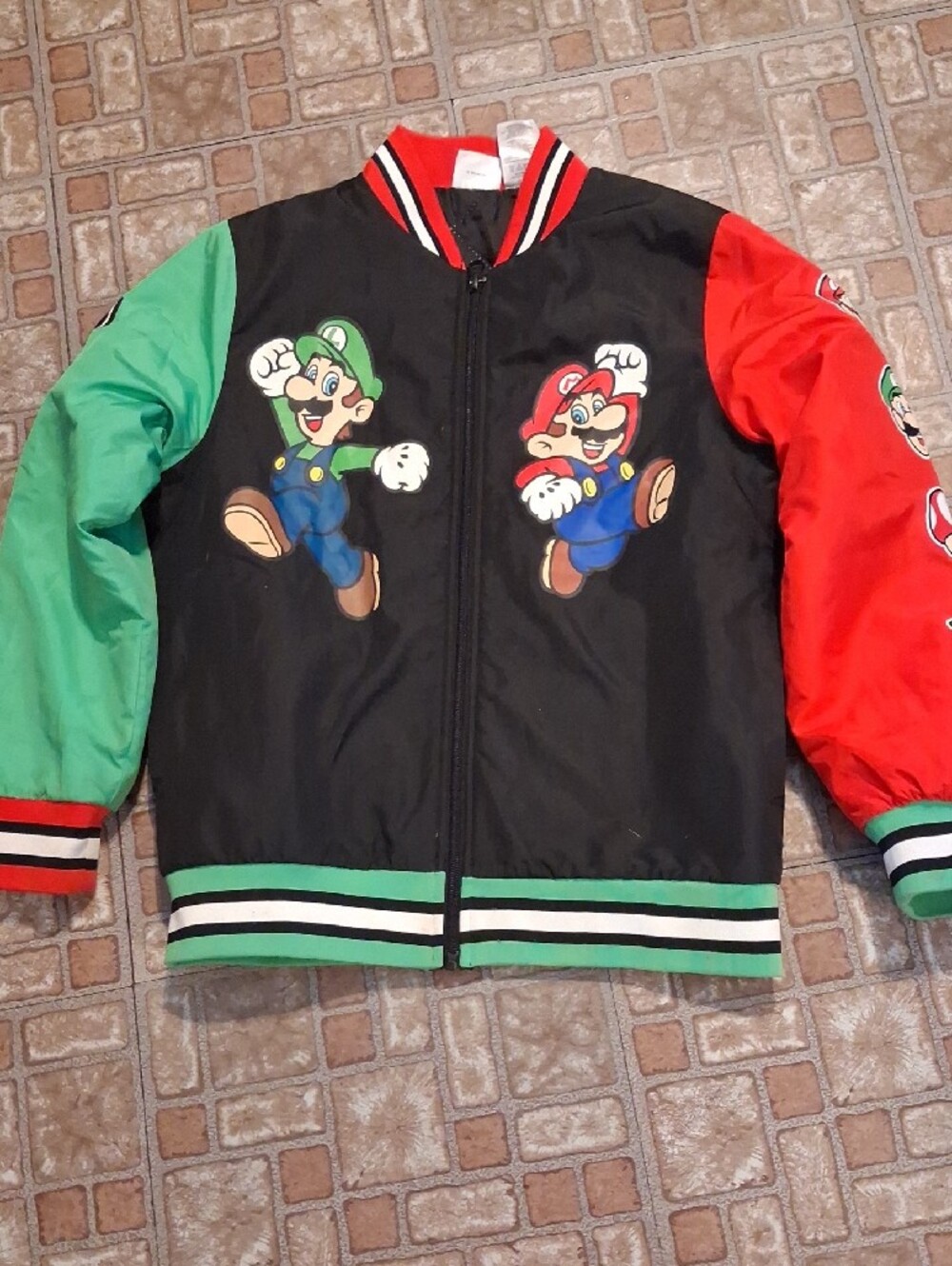 Kids Super Mario Colorblock Bomber Jacket & Tee Shirt Size 10-12 - Picture 2 of 6